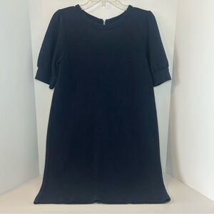 LOFT‎ womens navy blue puff sleeve shift dress textured ponte knit size SMALL